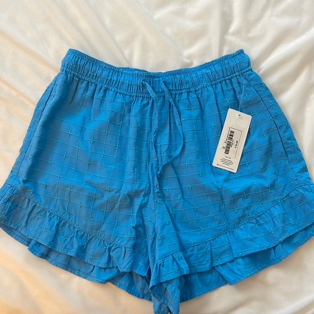 NWT Hurley Window Pane Ruffle Short Blue